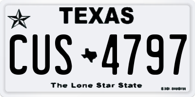 TX license plate CUS4797