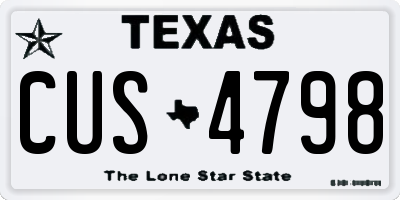 TX license plate CUS4798