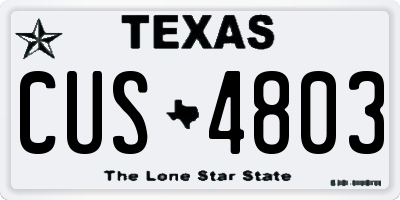 TX license plate CUS4803