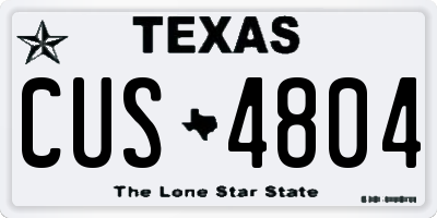 TX license plate CUS4804