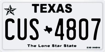 TX license plate CUS4807