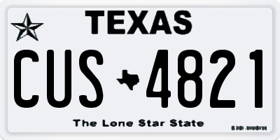 TX license plate CUS4821