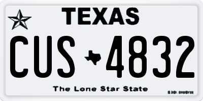 TX license plate CUS4832