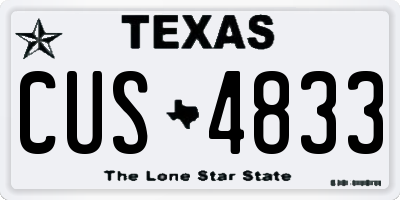 TX license plate CUS4833