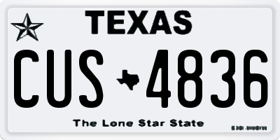 TX license plate CUS4836