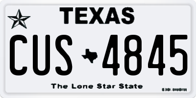 TX license plate CUS4845