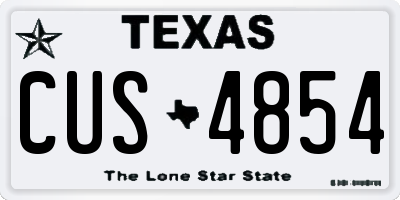 TX license plate CUS4854