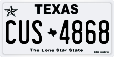 TX license plate CUS4868