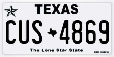 TX license plate CUS4869