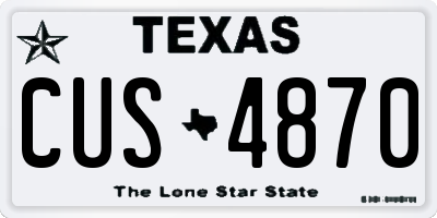 TX license plate CUS4870