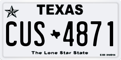 TX license plate CUS4871