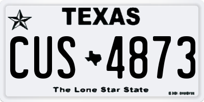 TX license plate CUS4873
