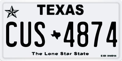 TX license plate CUS4874