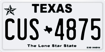 TX license plate CUS4875