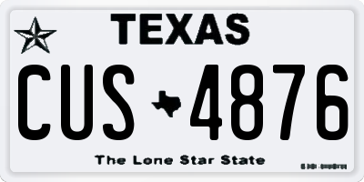 TX license plate CUS4876