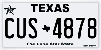 TX license plate CUS4878
