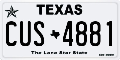 TX license plate CUS4881