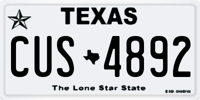 TX license plate CUS4892