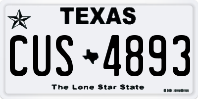 TX license plate CUS4893