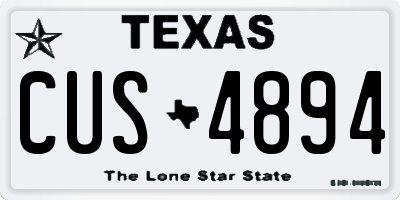 TX license plate CUS4894