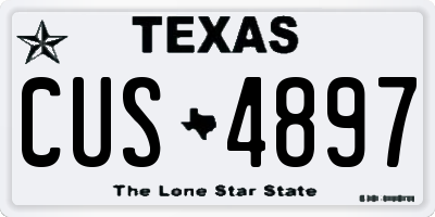 TX license plate CUS4897