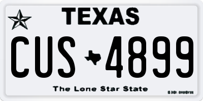 TX license plate CUS4899