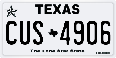 TX license plate CUS4906
