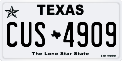 TX license plate CUS4909