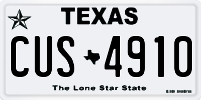 TX license plate CUS4910