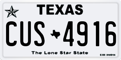 TX license plate CUS4916