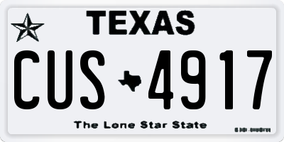 TX license plate CUS4917