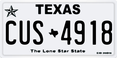 TX license plate CUS4918