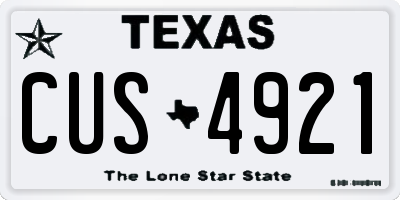 TX license plate CUS4921
