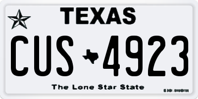TX license plate CUS4923