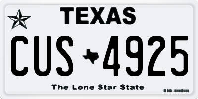 TX license plate CUS4925