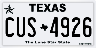 TX license plate CUS4926
