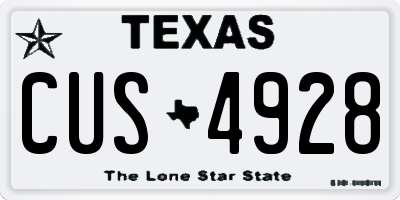 TX license plate CUS4928