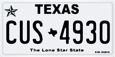 TX license plate CUS4930