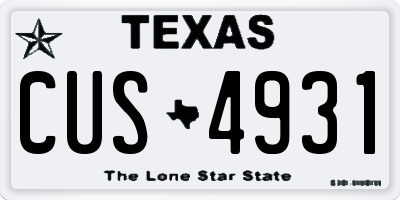 TX license plate CUS4931