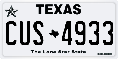TX license plate CUS4933