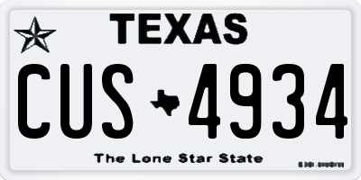TX license plate CUS4934