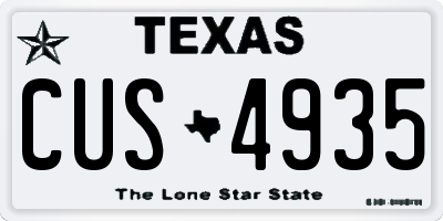 TX license plate CUS4935
