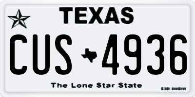 TX license plate CUS4936