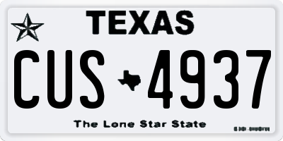 TX license plate CUS4937