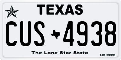 TX license plate CUS4938