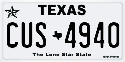 TX license plate CUS4940