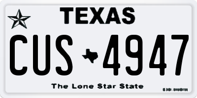 TX license plate CUS4947