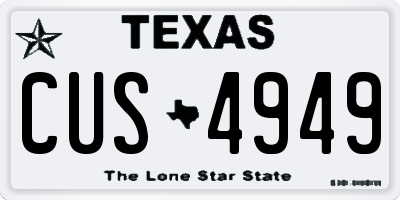 TX license plate CUS4949
