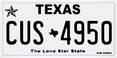 TX license plate CUS4950