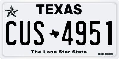TX license plate CUS4951